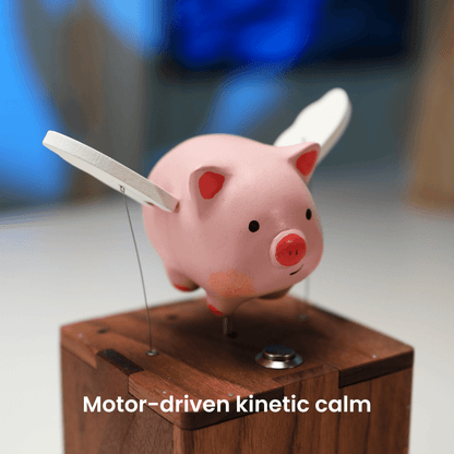 Handcrafted Wooden Angel Pig Automaton — handcrafted wooden automaton