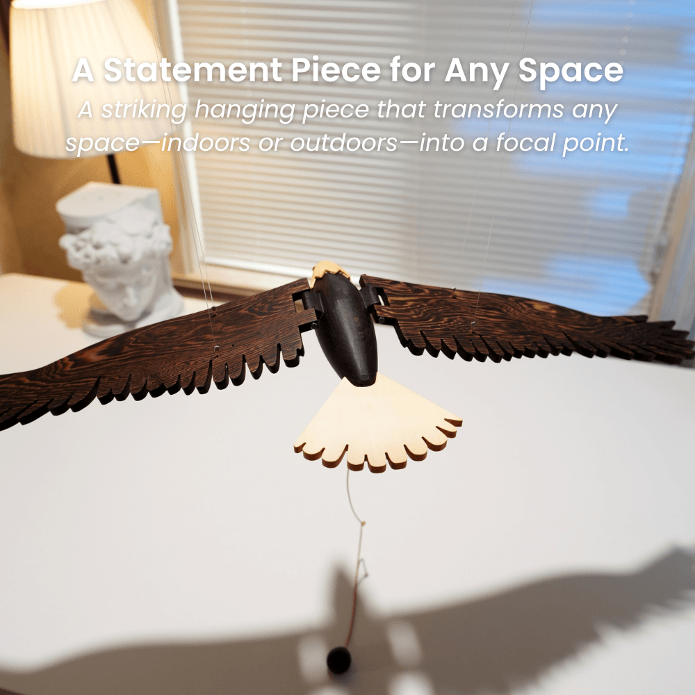 Pull Motion Eagle — handcrafted wooden automaton