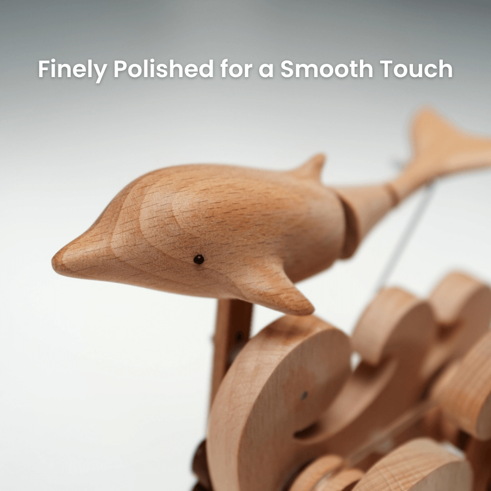 Handcrafted Wooden Dolphin Automaton — handcrafted wooden automaton
