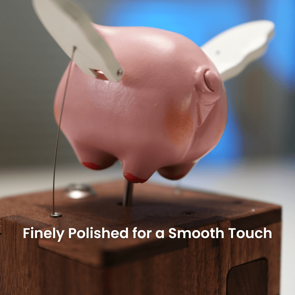 Handcrafted Wooden Angel Pig Automaton — handcrafted wooden automaton