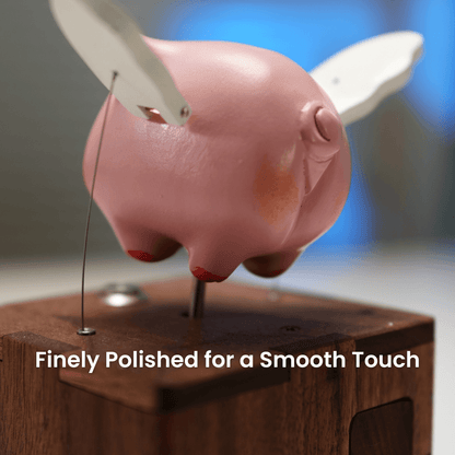 Handcrafted Wooden Angel Pig Automaton — handcrafted wooden automaton