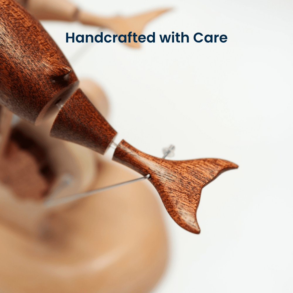 Handcrafted Wooden Dolphin Automaton — handcrafted wooden automaton
