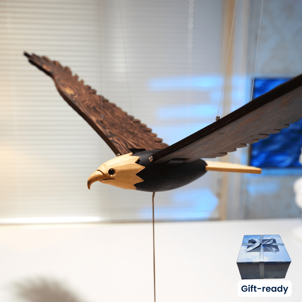 Pull Motion Eagle — handcrafted wooden automaton