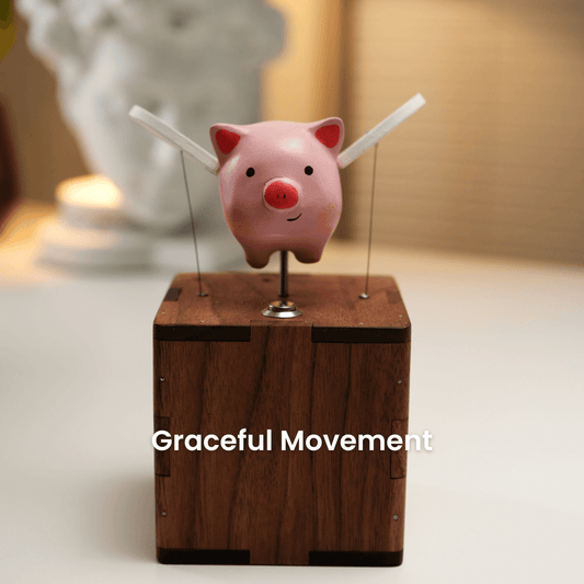 Handcrafted Wooden Angel Pig Automaton — handcrafted wooden automaton