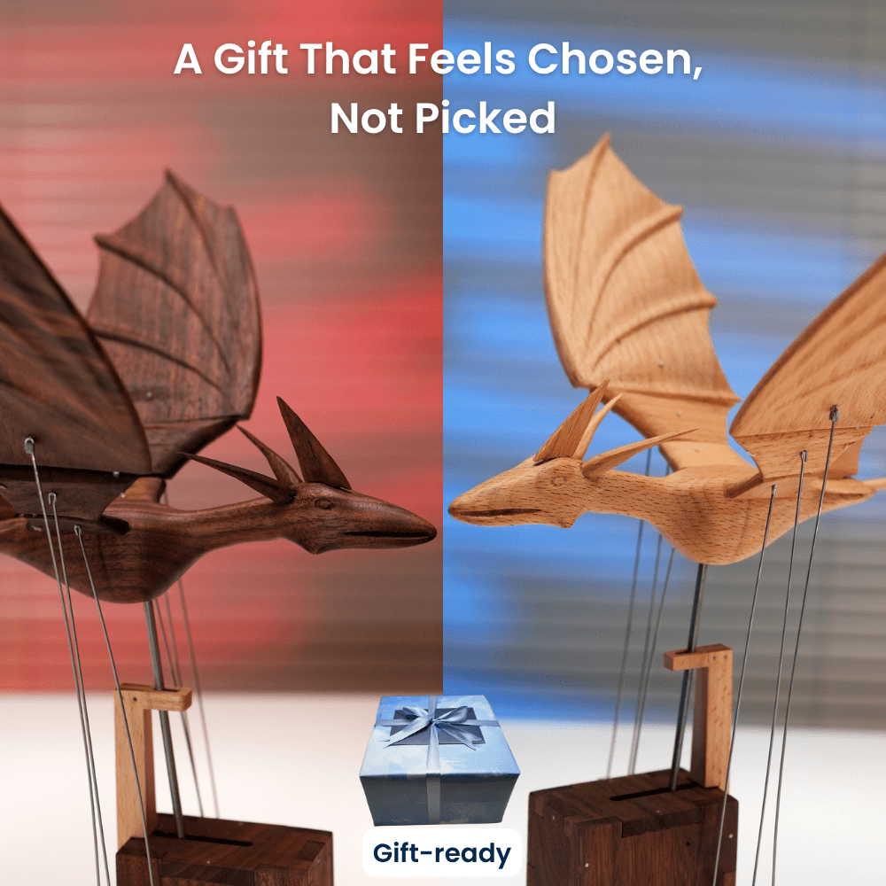 Handcrafted Wooden Ocean Dragon Automaton — handcrafted wooden automaton