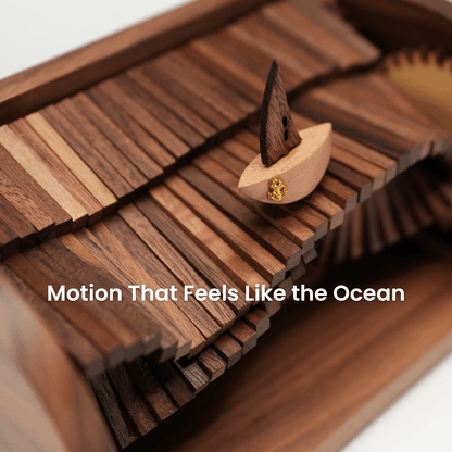 Handcrafted Wooden “Song of the Waves” Music Box Automaton — handcrafted wooden automaton