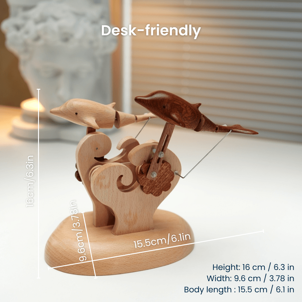 Handcrafted Wooden Dolphin Automaton — handcrafted wooden automaton