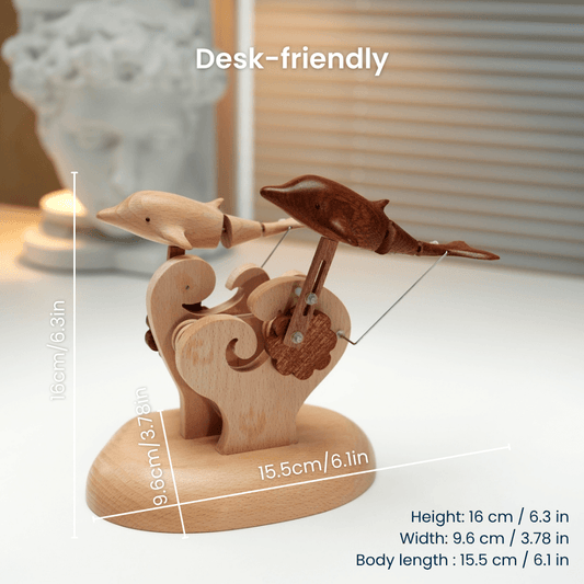 Handcrafted Wooden Dolphin Automaton — handcrafted wooden automaton