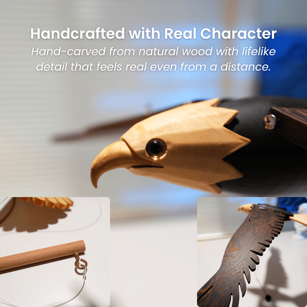 Pull Motion Eagle — handcrafted wooden automaton