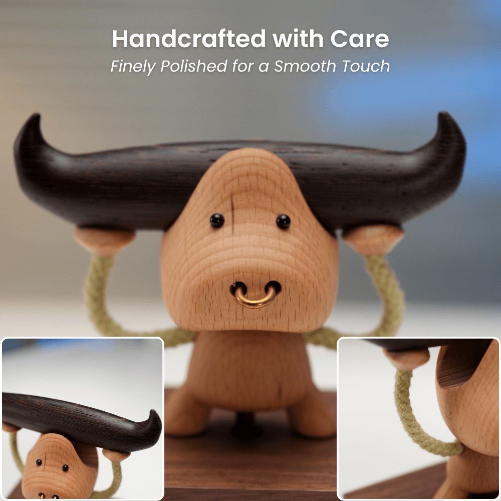 Handcrafted Wooden Bull Music Box Automaton — handcrafted wooden automaton