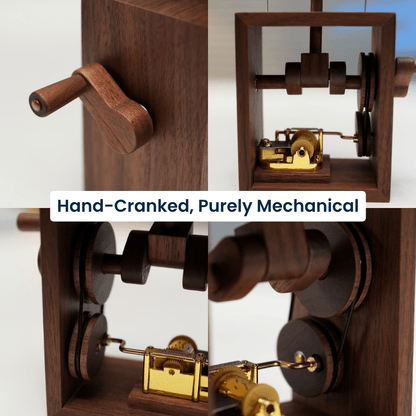 Handcrafted Wooden Angel Pig Music Box Automaton — handcrafted wooden automaton