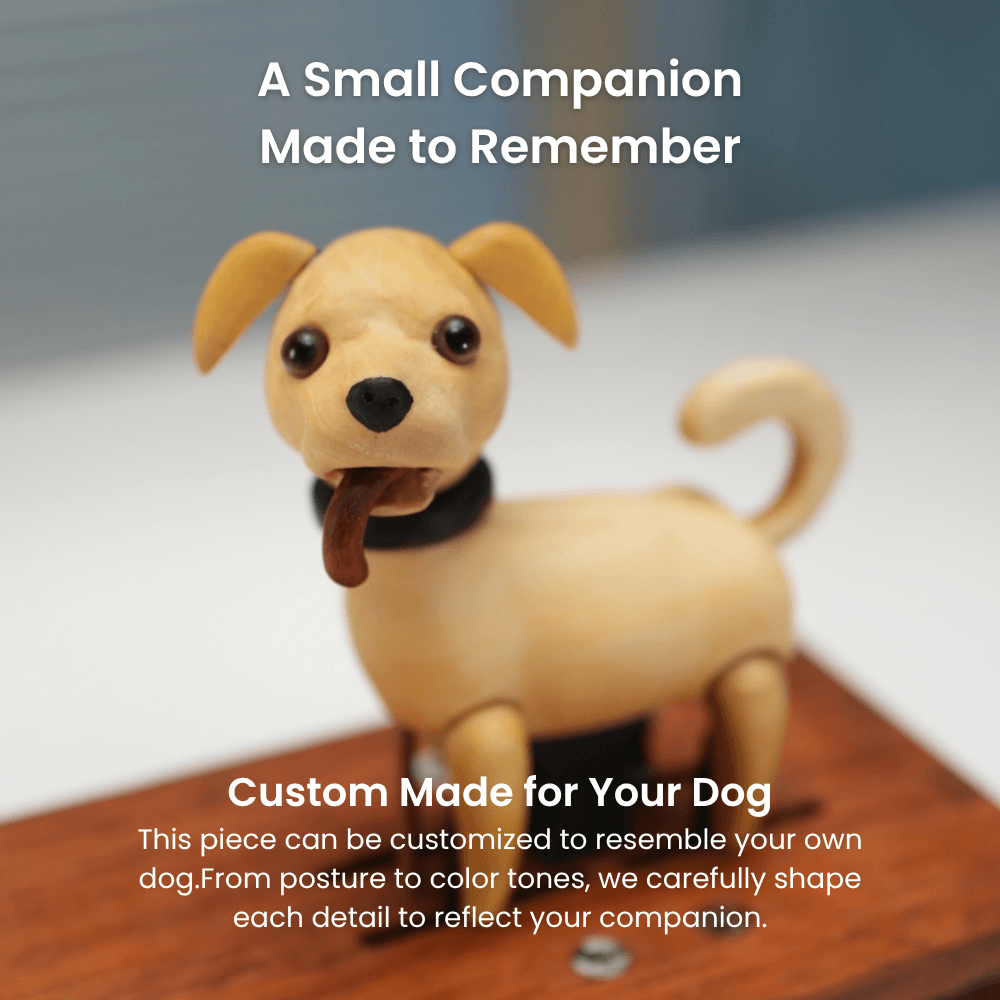 Handcrafted Wooden Dog Crank Automaton — handcrafted wooden automaton