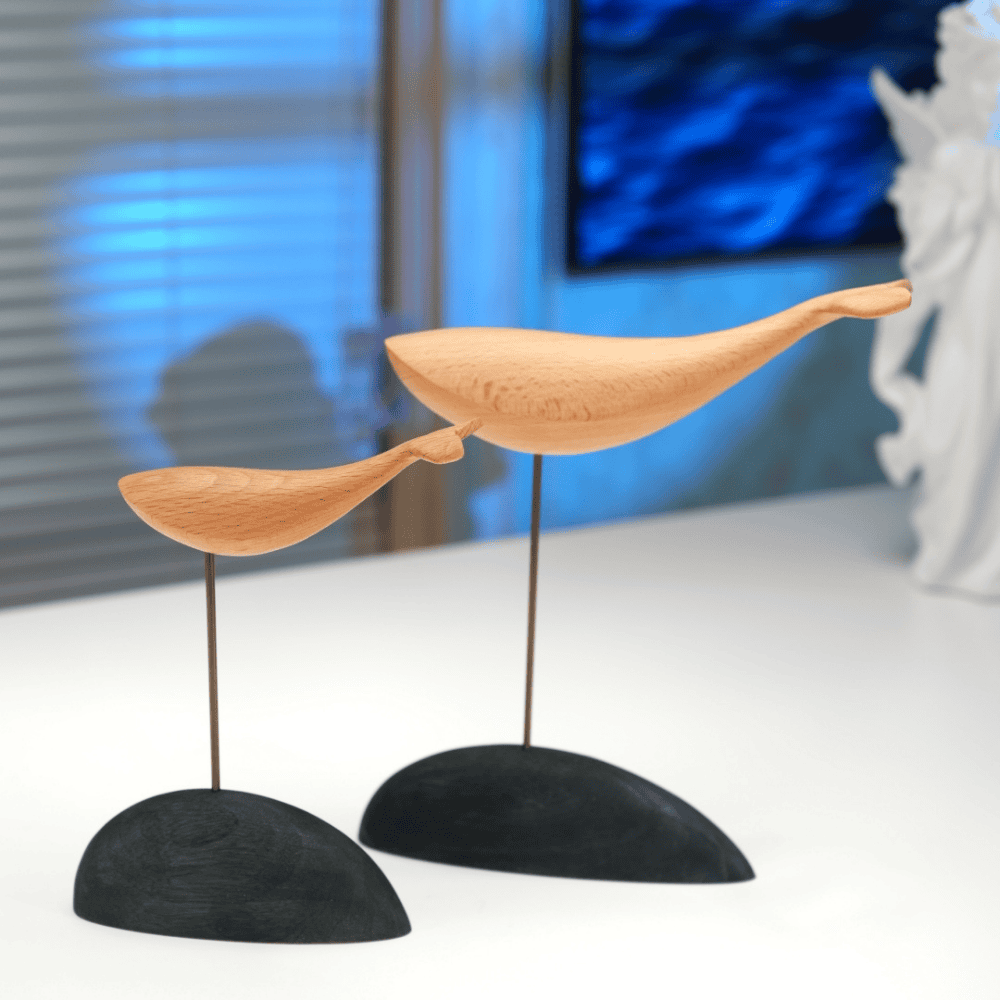 Handcrafted Wooden Whale Sculpture — handcrafted wooden automaton