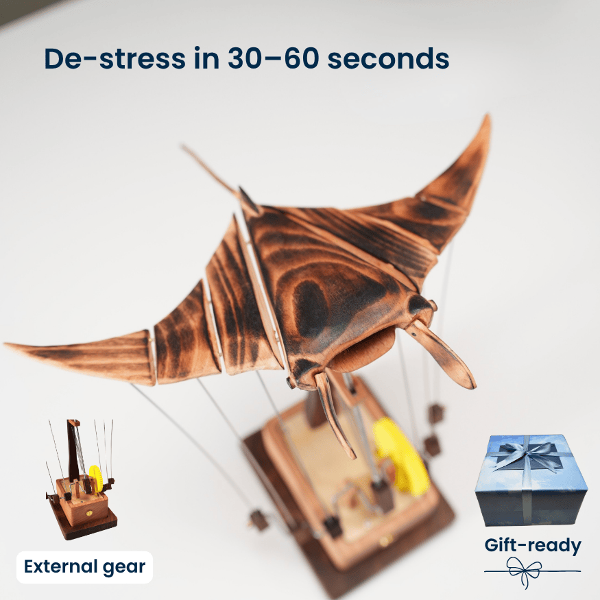 Handcrafted Wooden Manta Ray Automaton — handcrafted wooden automaton