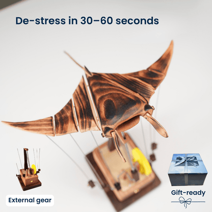 Handcrafted Wooden Manta Ray Automaton — handcrafted wooden automaton
